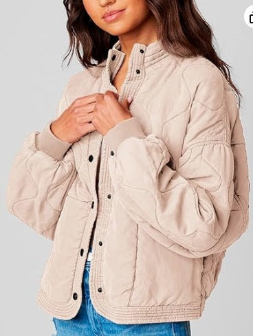 Damen modische Steppjacke mit hohem Kragen Amawinc