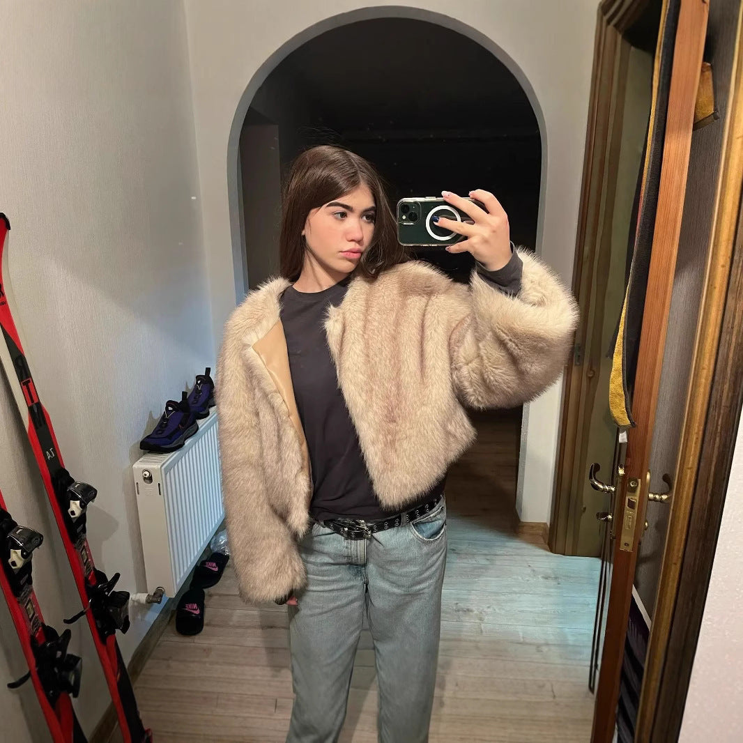 Damen Modische Boucle-Jacke Amawinc