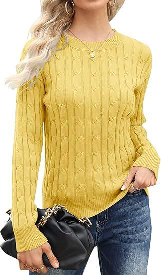 Damen klassischer Strickpullover mit Zopfdesign Amawinc