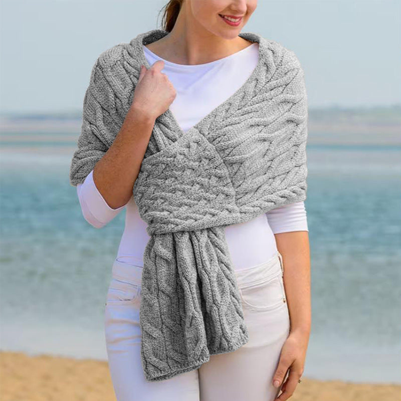 Damen Strickschal mit modernem Zopfmuster und vielseitigem Tragekomfort Amawinc