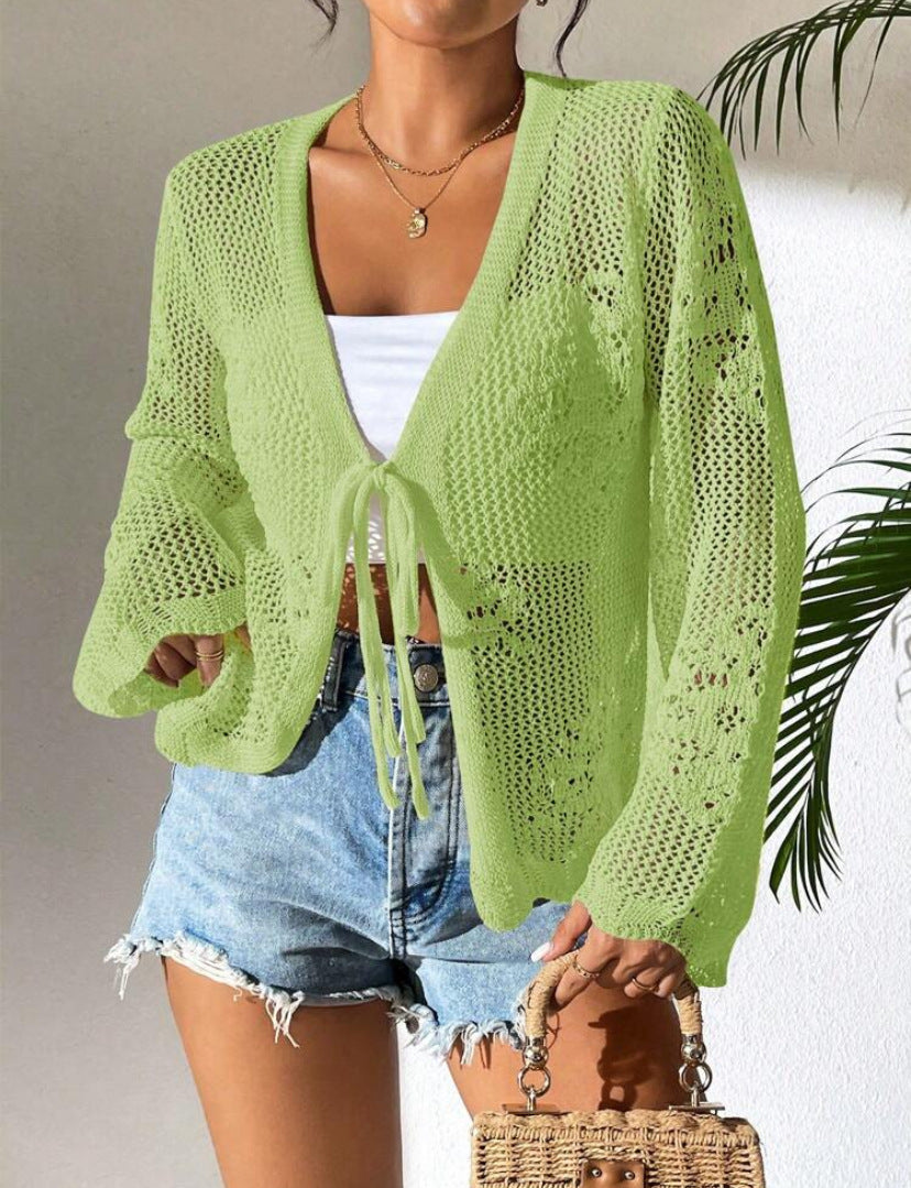 Cardigan Femme Amawinc Léger En Maille Coupe Ample Ouverture Devant Manches Longues Pour Printemps Été