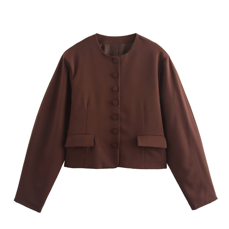 Damen Kurzjacke mit eleganten Knopfdetails Amawinc