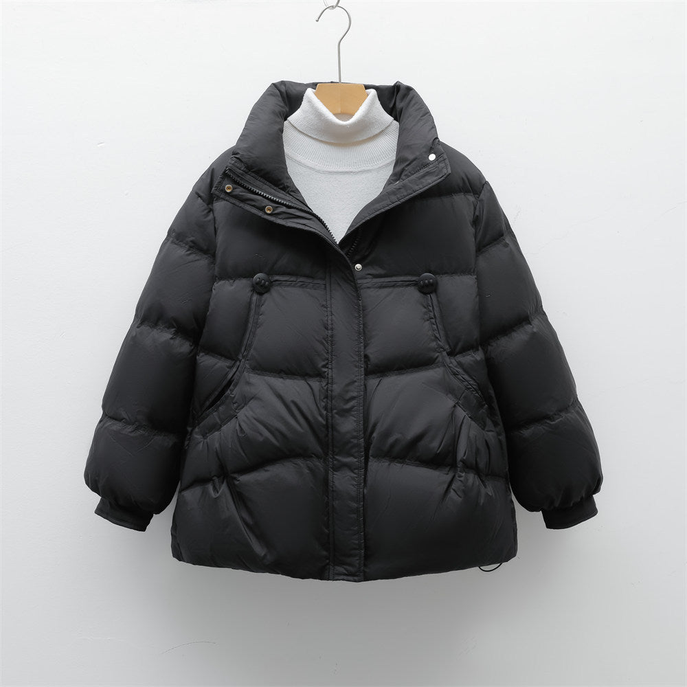 Damen voluminöse Winterjacke mit praktischen Taschen und hochschließendem Kragen Amawinc