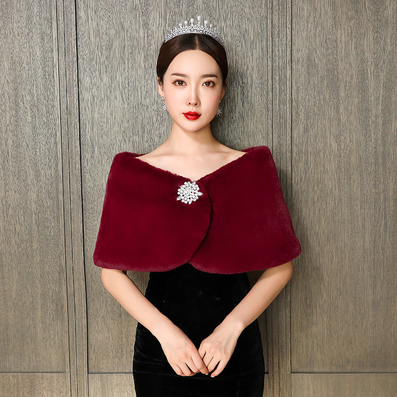 Damen eleganter und luxuriöser Umhang aus Kunstpelz Amawinc