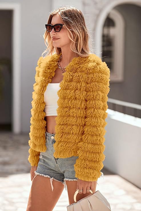 Damen leichte Strickjacke mit fransigem Design und lockerer Passform Amawinc