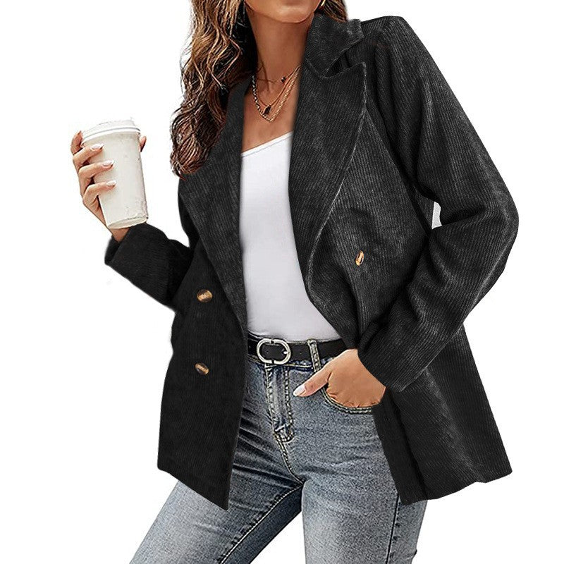 Damen Cordjacke im modernem Schnitt mit schickem Revers und zwei praktischen Taschen Amawinc