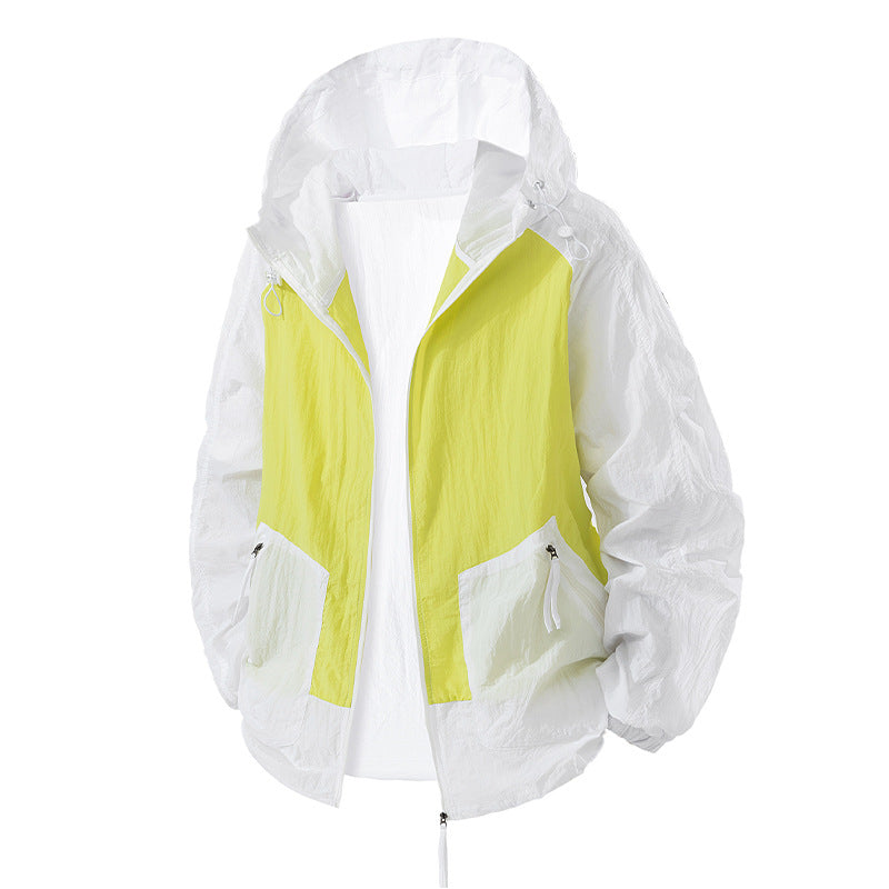 Damen leichte Windbreaker-Jacke mit verstellbarem Kapuzenkragen und atmungsaktiven Eigenschaften Amawinc