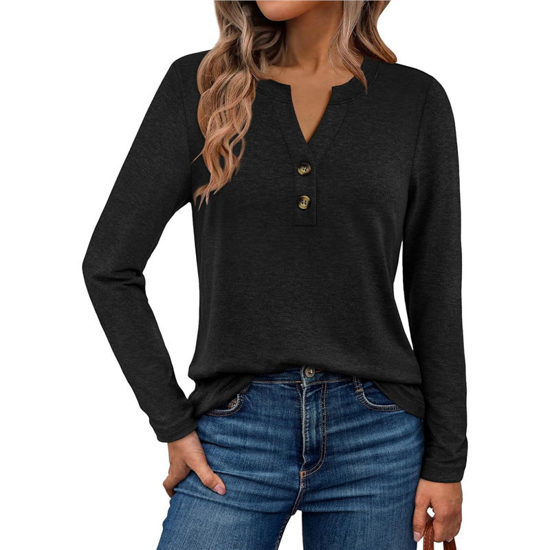 Damen Langarmshirt mit Knopfdetails Amawinc