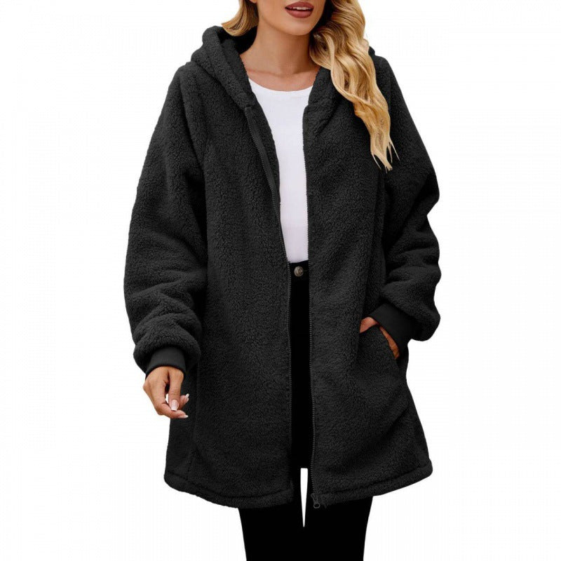 Damen Kuschelige Fleecejacke mit Kapuze Amawinc
