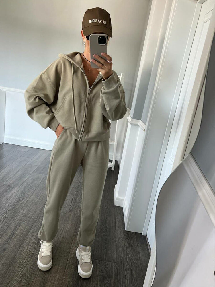 Damen sportliches Fleece-Jogginganzug-Set Amawinc