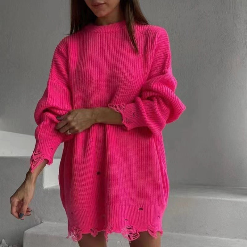 Damen Oversized Strickkleid Amawinc