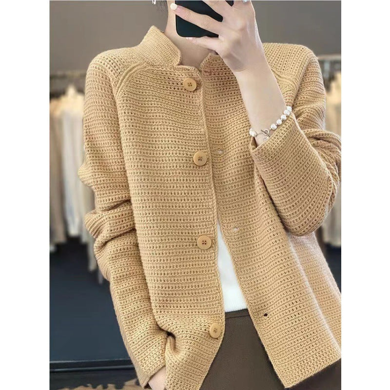 Damen Strickjacke mit besonderen Knopfdetails und strukturierter Maschenoptik Amawinc