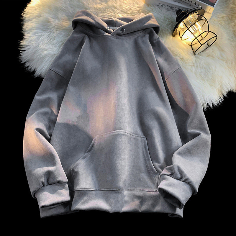 Damen gemütlicher Kapuzenpullover im modernen Velourslook Amawinc