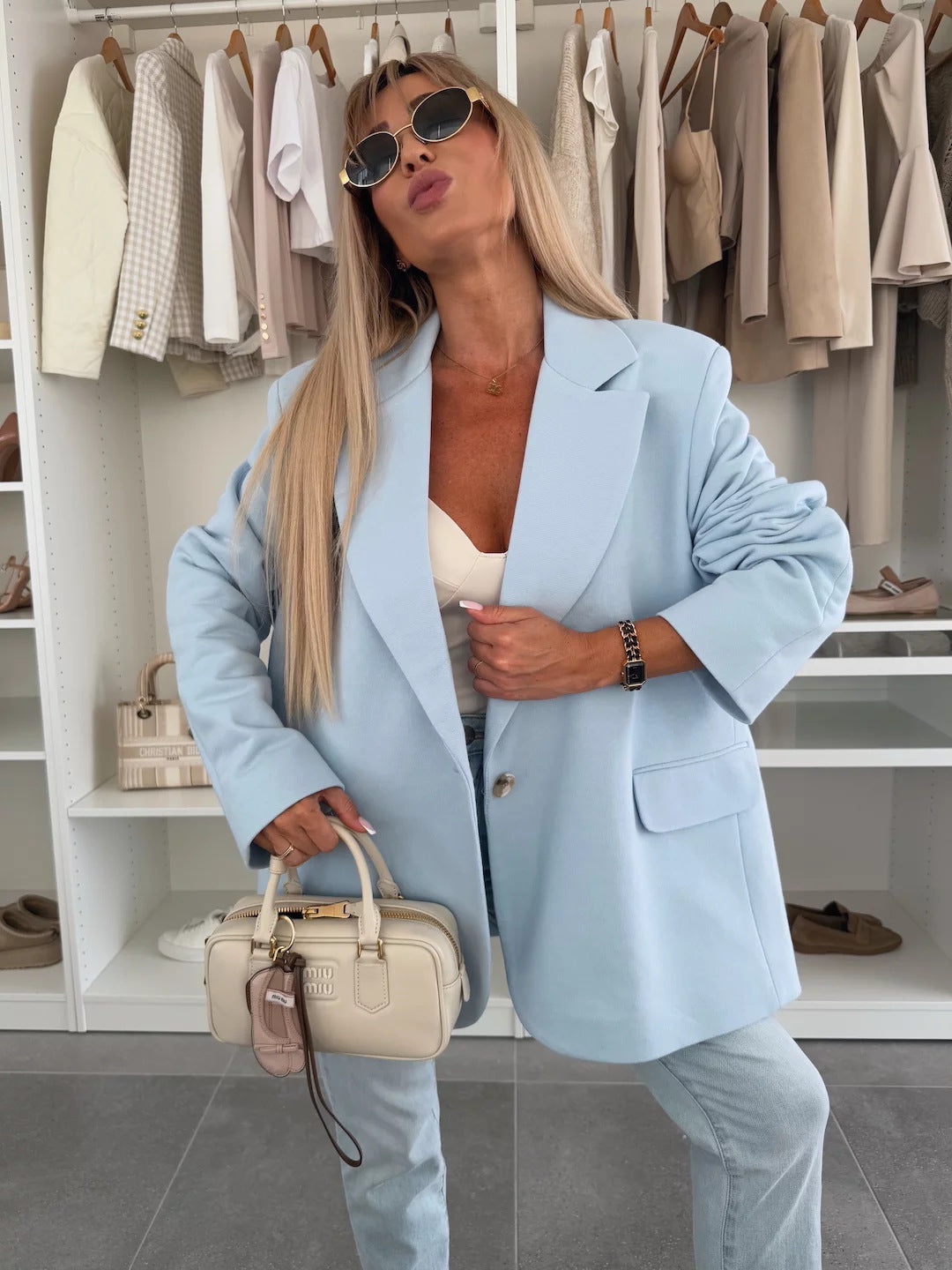 Damen lässiger Oversized Blazer Amawinc