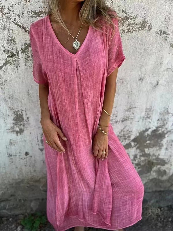 Aurea V-Neck Cotton Linen Dress