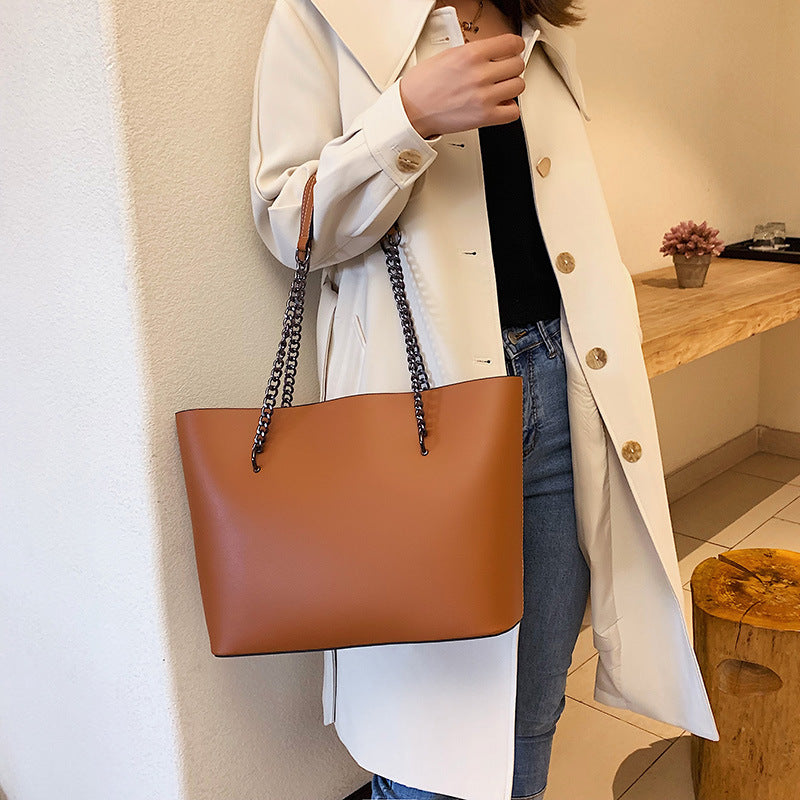 Amawinc Lori Sac Tote Structuré en Cuir Végétal Chaîne et Bretelles en Cuir Pour Usage Quotidien