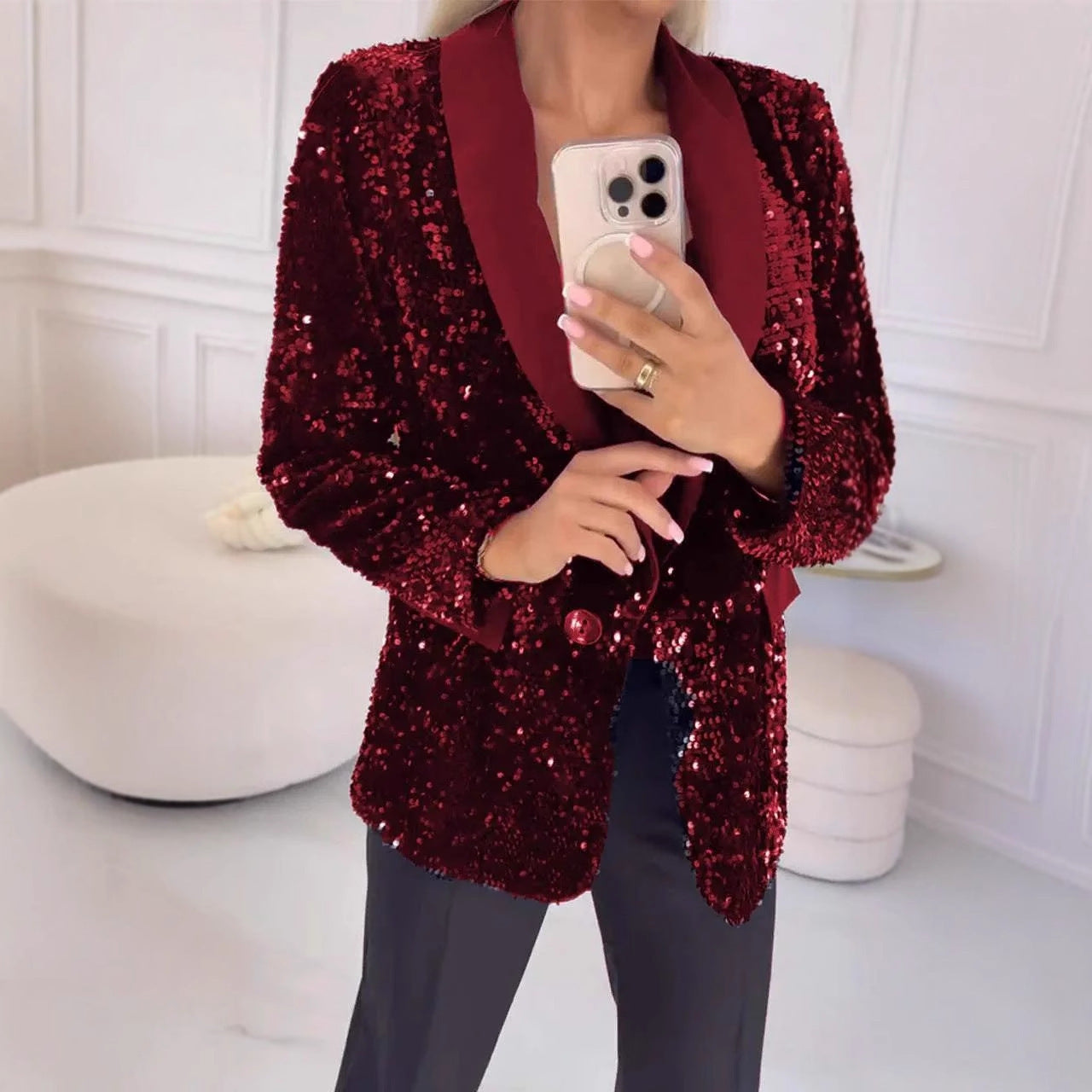 Damen Glitzernder Blazer Amawinc