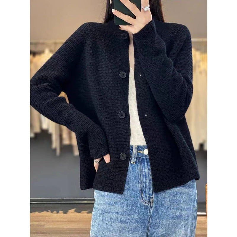 Damen Strickjacke mit besonderen Knopfdetails und strukturierter Maschenoptik Amawinc