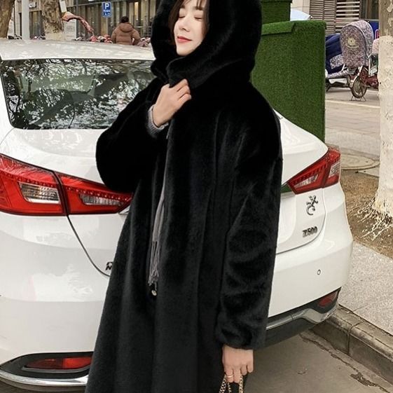 Damen Kuschelmantel mit Kapuze aus weichem Plüsch Amawinc