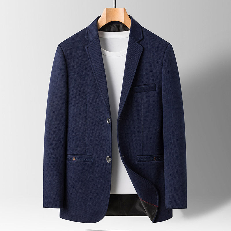 Veste Blazer Homme En Mélange Tissé À Coupe Ajustée Et Revers Cranté Longueur À La Hanche Amawinc Collection Automne