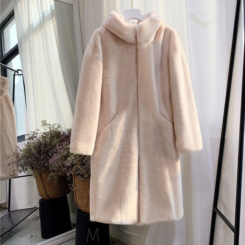 Damen Kuschelmantel mit Kapuze aus weichem Plüsch Amawinc