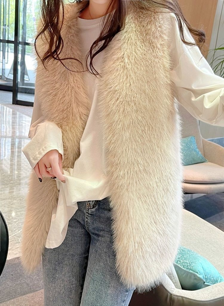 Damen Flauschige Kunstfell-Weste Amawinc