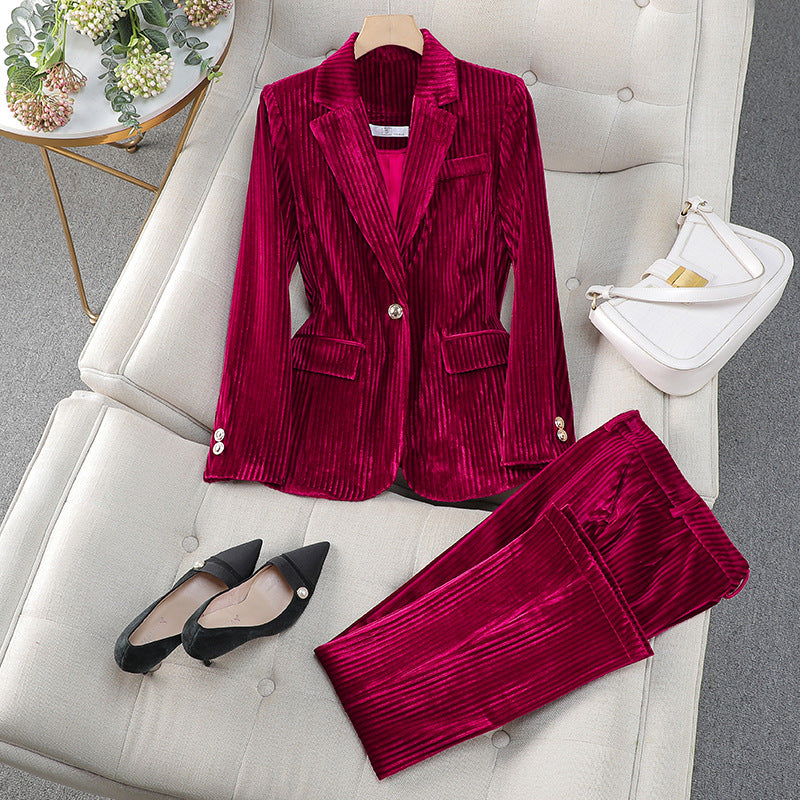 Ensemble Veste Tailleur Femme Amawinc En Velours A Coupe Ajustee Boutonnage Simple Pour Style Formelle Nordisk Flair