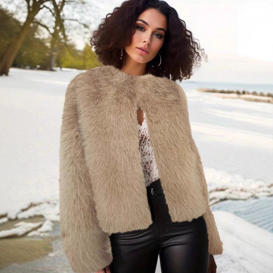 Damen flauschige Shortjacke Amawinc