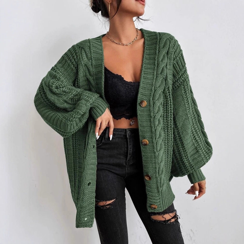 Damen Grobstrick-Cardigan mit dekorativem Zopfmuster Amawinc
