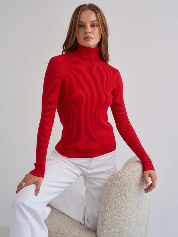Damen Rollkragenpullover mit geripptem Design und lässigem Schnitt Amawinc