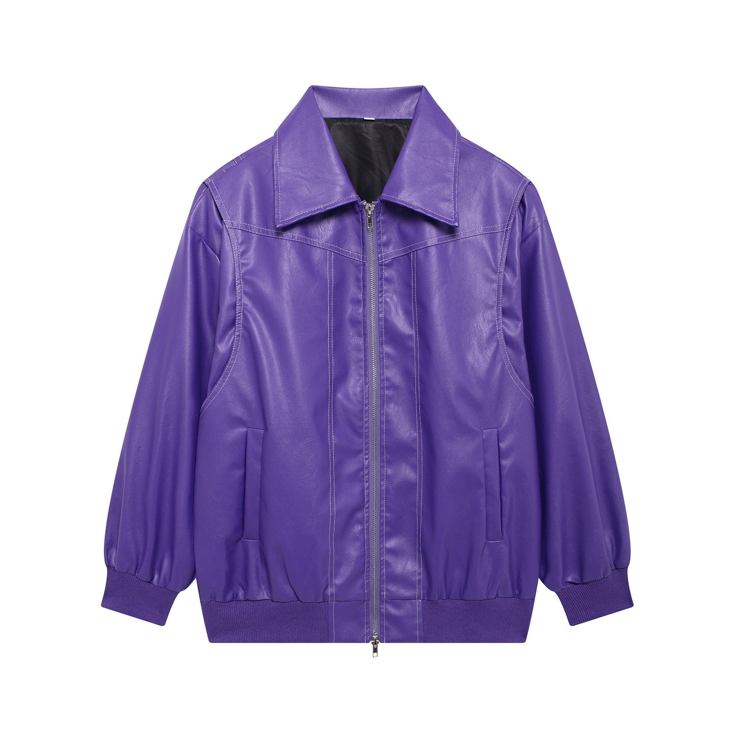 Damen Kunstlederjacke mit lässigem Schnitt und elastischem Saum Amawinc