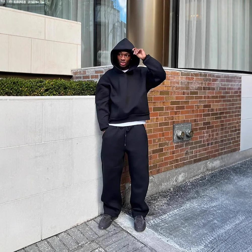 Survêtement Unisexe En Mélange De Coton Avec Capuche Et Poches Coupe Oversize Style Nordique Amawinc