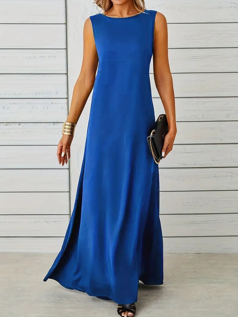 Robe Femme Sans Manches Coton Léger Coupe Décontractée Design Minimaliste Pour Été