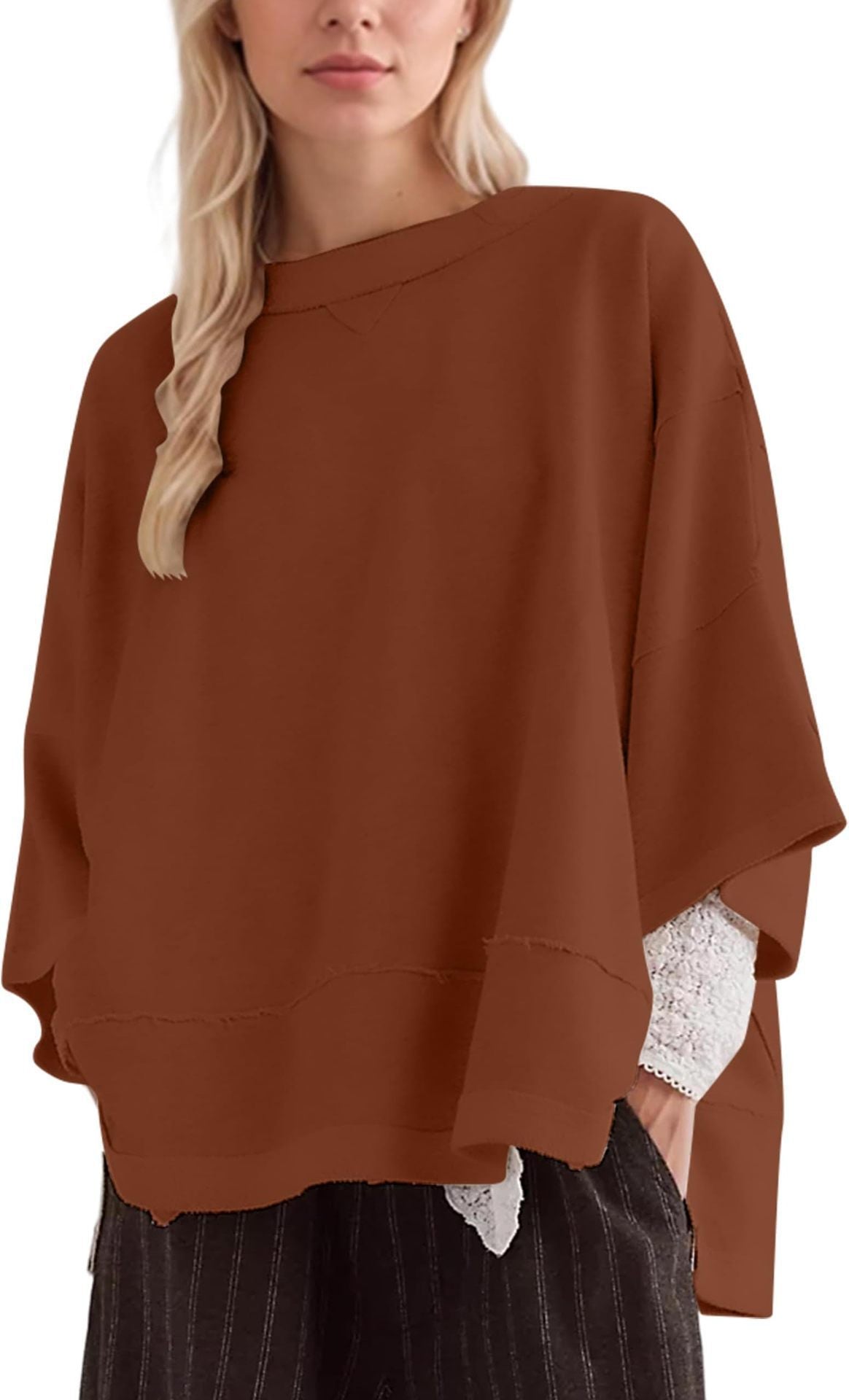 Damen oversized Sweatshirt mit fließendem Schnitt Amawinc