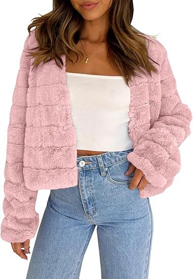 Damen Flauschige Kurzjacke im modernen Design Amawinc