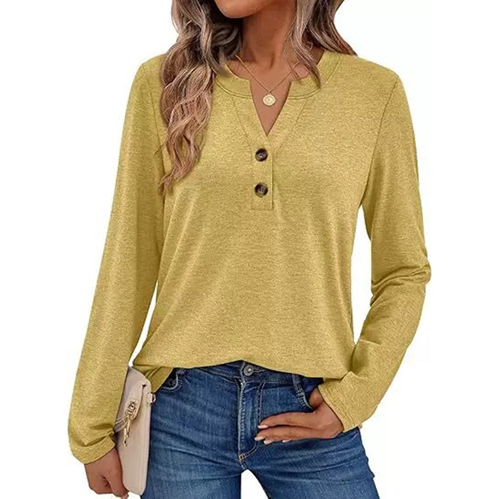 Damen Langarmshirt mit Knopfdetails Amawinc