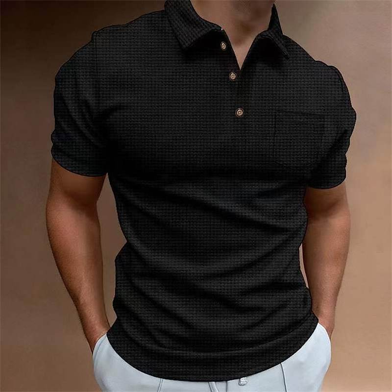 Polo Homme Slim Fit Piqué Avec Poche Poitrine Manche Courte Beige Polyvalent Pour Le Quotidien