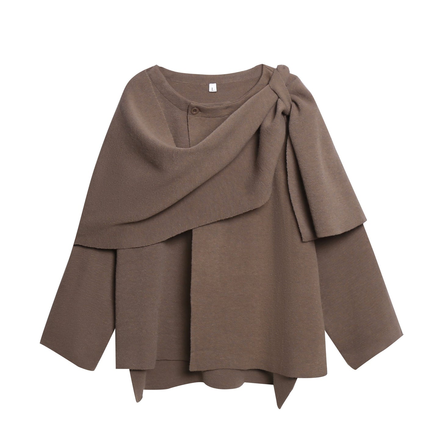 Damen gemütlicher Strickponcho mit raffinierten Drapierungen Amawinc
