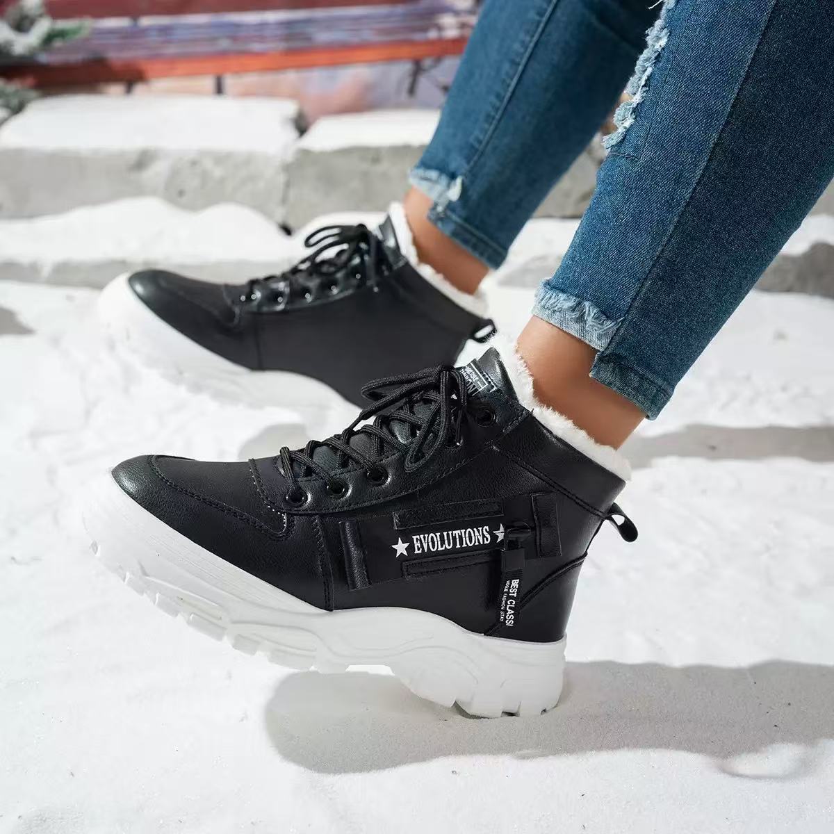 Damen gefütterte High-Top Sneakers mit rutschfester Sohle und modischem Design Amawinc
