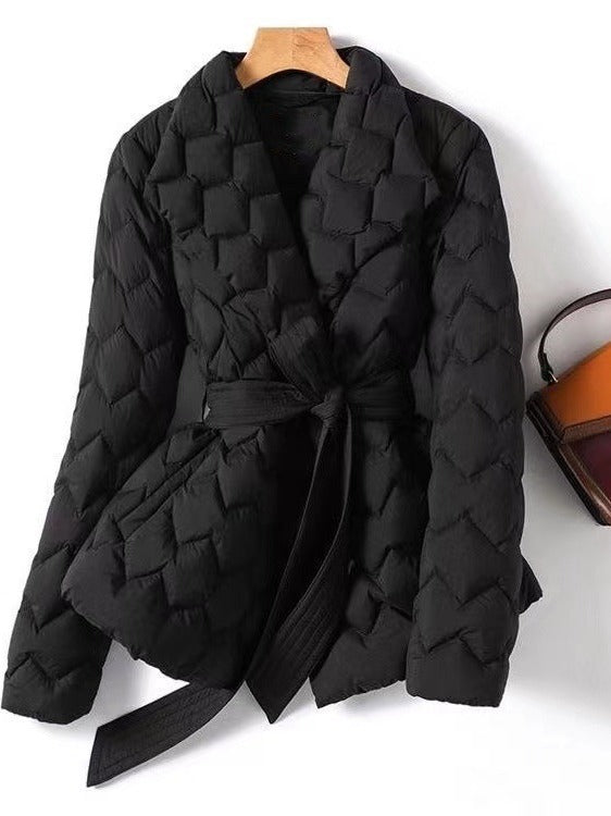 Veste Matelassée Pour Femme Coupe Ajustée Ceinture À Nouer Longueur Des Hanches Col À Revers Nordisk Flair