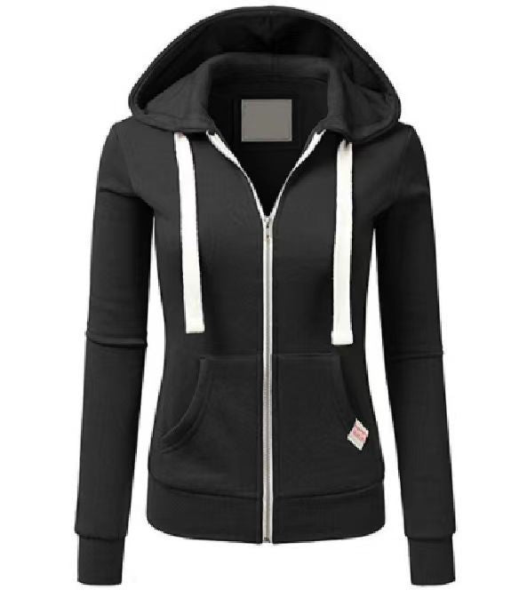 Damen sportliche Kapuzenjacke mit durchgehendem Reißverschluss und praktischen Taschen Amawinc