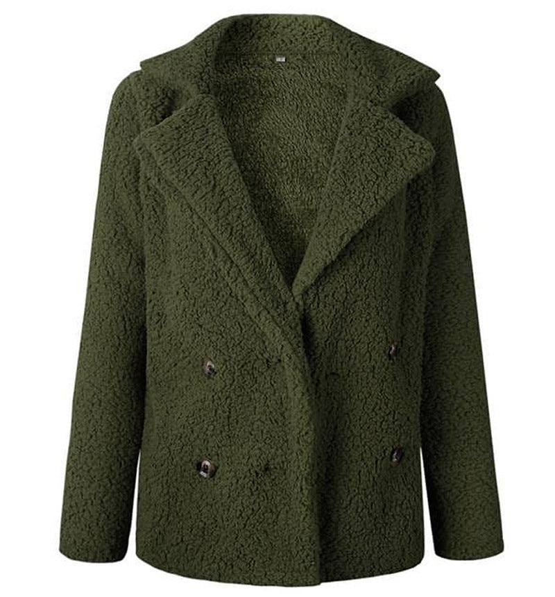 Damen Flauschiger Doppelreiher Blazer aus Kunstfell Amawinc