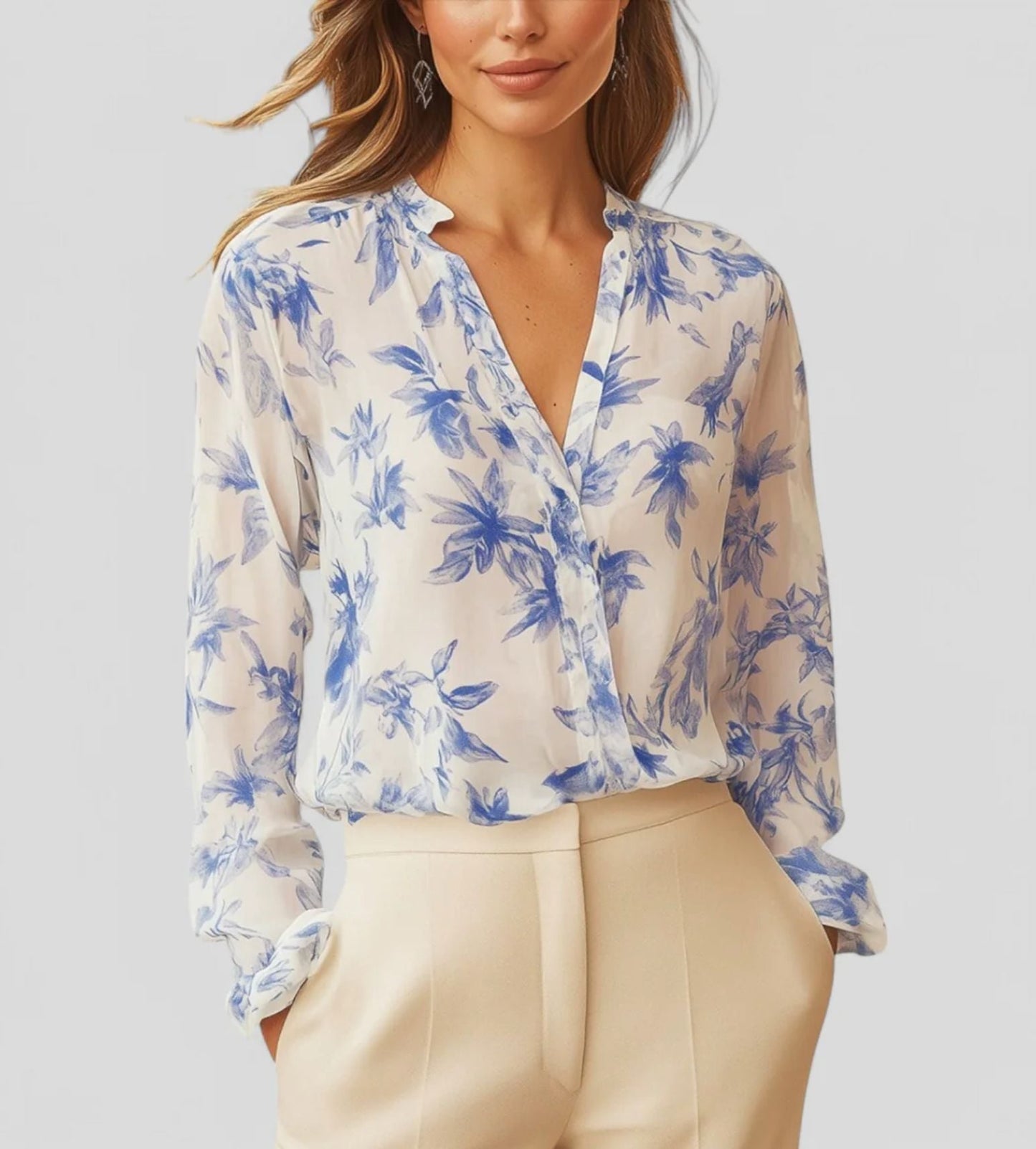 Damen Elegante und leichte Bluse mit floralem Design Amawinc