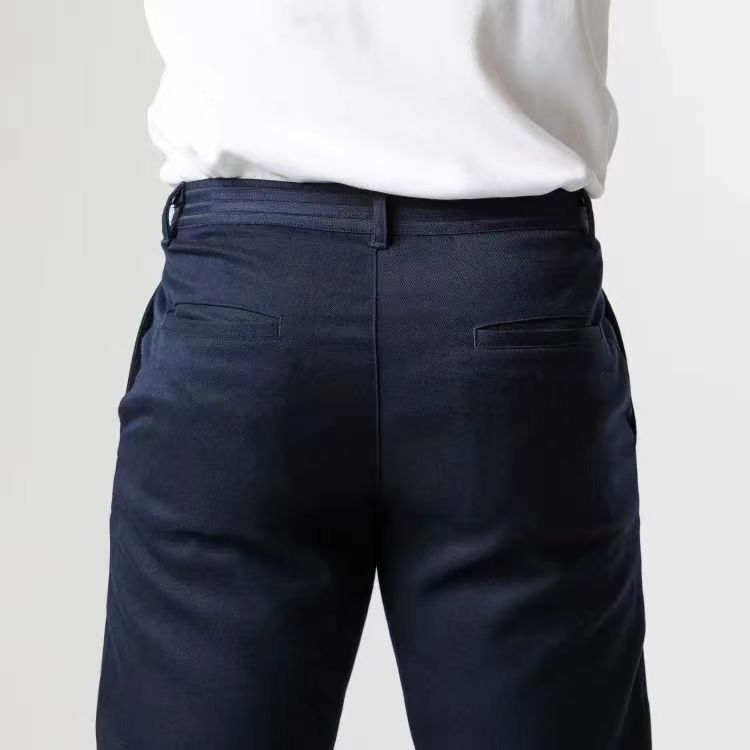 Amawinc Pantalon Homme Slim Fit Tapered Jambe Respirant Mélange Coton Longueur Intégrale Confort Quotidien