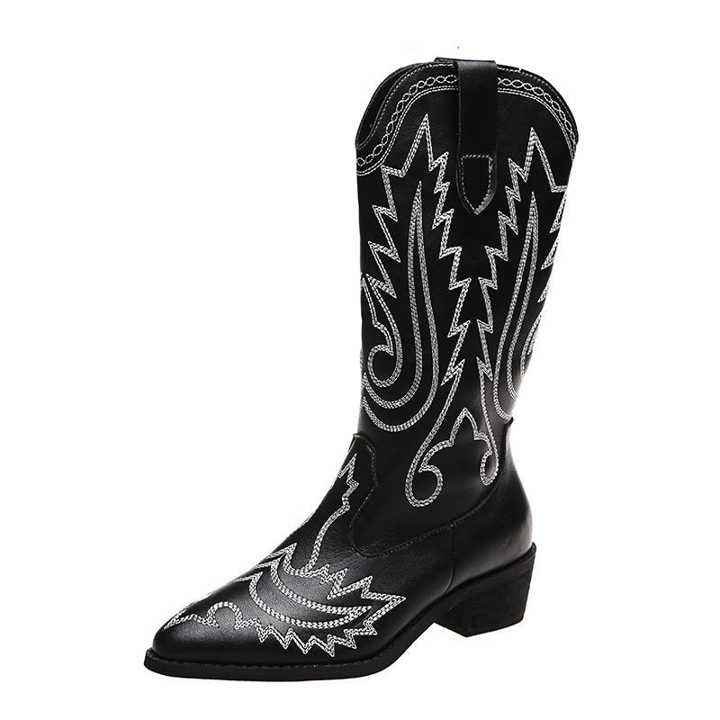 Damen Cowboy-Stiefel mit modischen Verzierungen und elegantem Absatz Amawinc