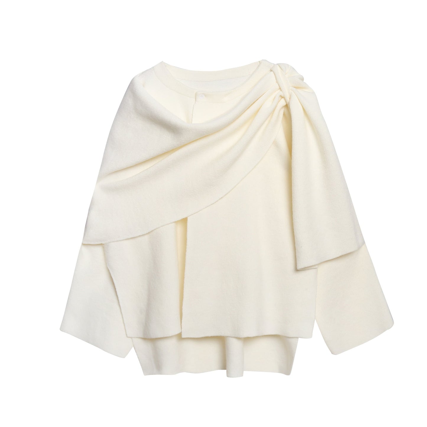 Damen gemütlicher Strickponcho mit raffinierten Drapierungen Amawinc