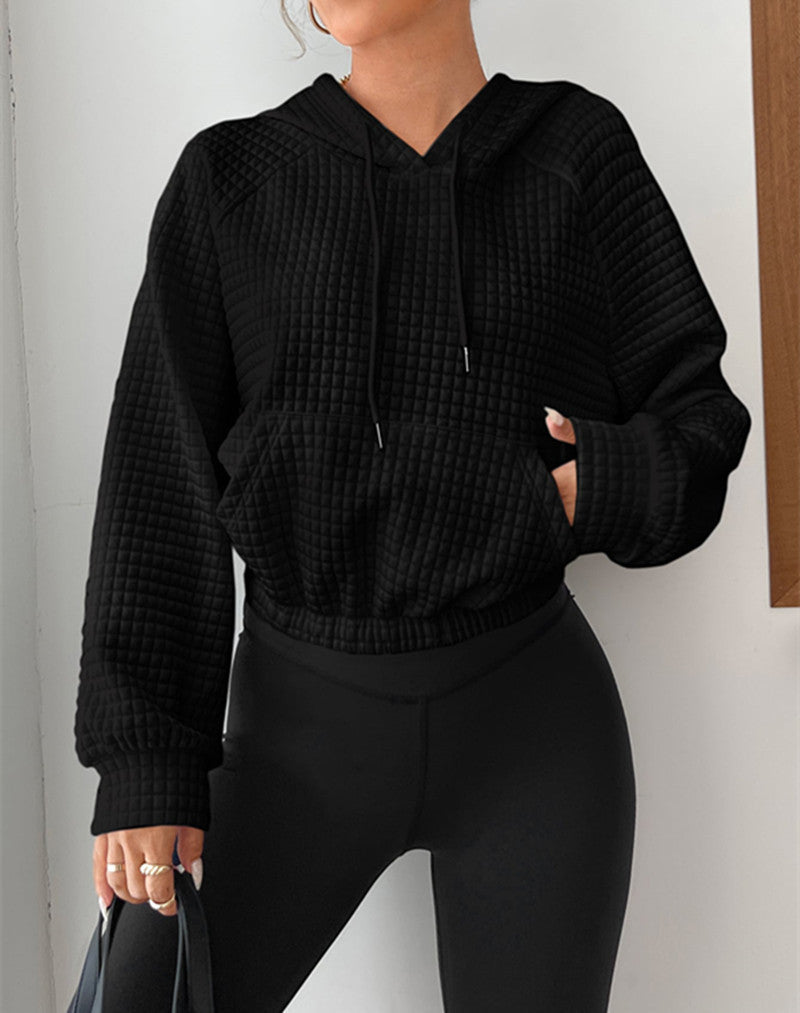 Damen modischer cropped Hoodie mit strukturierter Oberfläche Amawinc