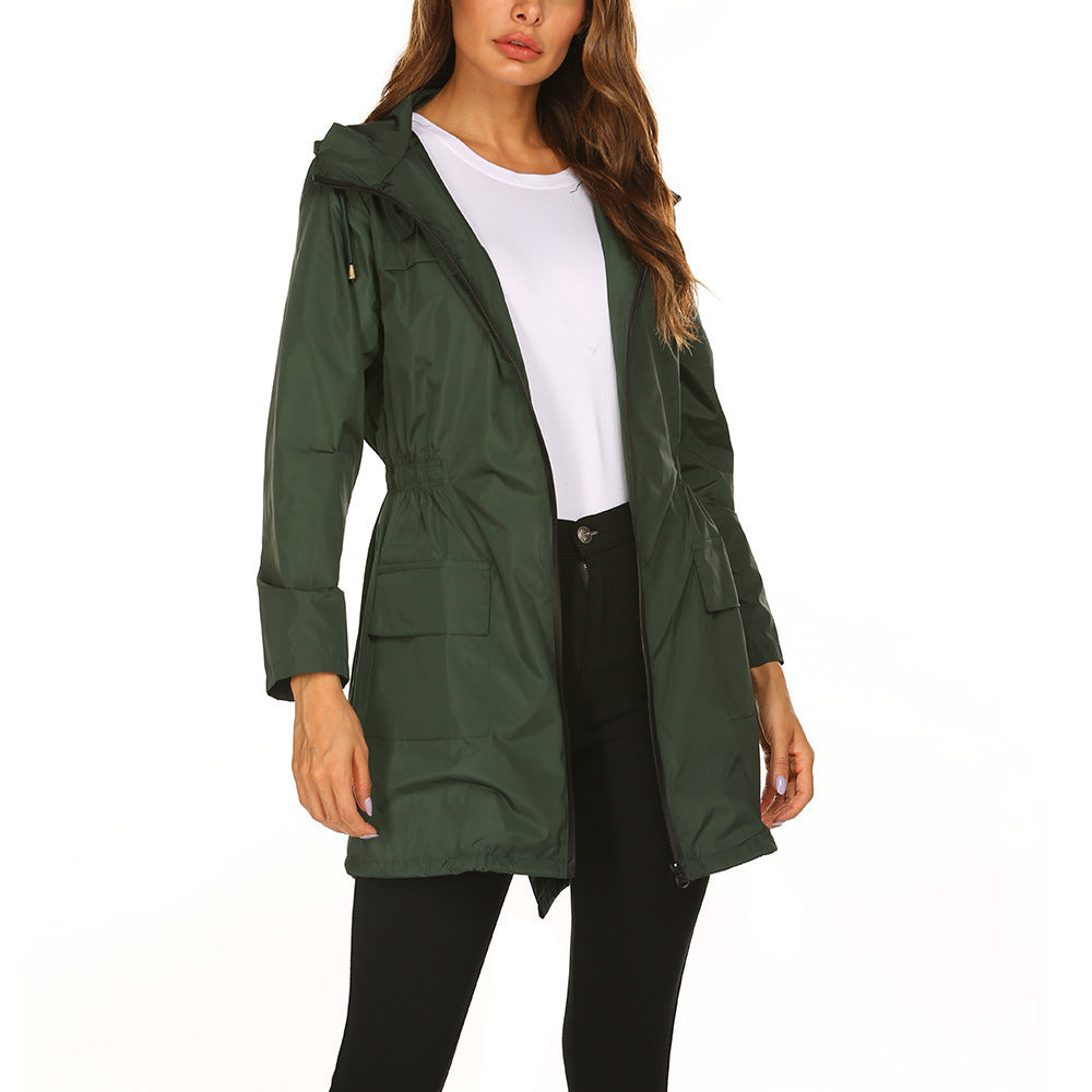 Damen Outdoor-Jacke mit verstellbarer Kapuze und elastischem Bund Amawinc