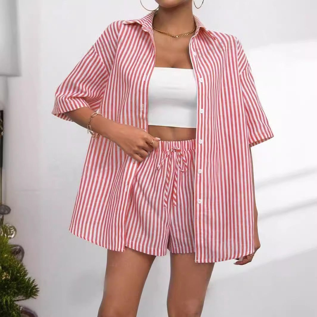 Damen lässiges Hemd und Shorts Set Amawinc
