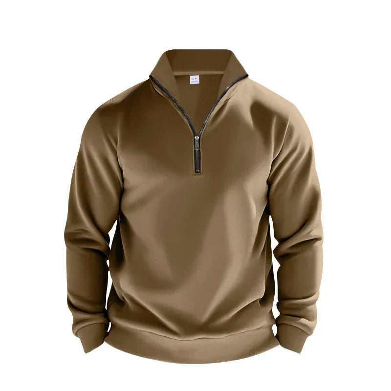 Pull Demi Zip Pour Homme En Tricot Brossé Confort Décontracté Avec Col Montant Nordisk Flair